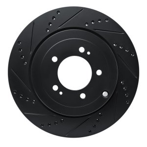 Mitsubishi Lancer Brake Rotor (1) - Rear Left - R1 Concepts - Drilled & Slotted - Black - `08-`15